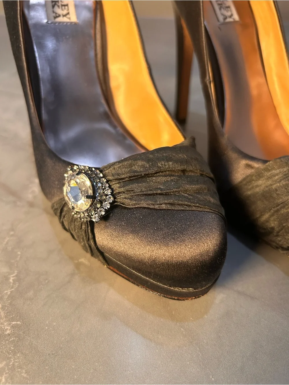 Badgley Mischka Satin Jewel high heels